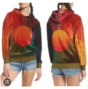 Aviator Nation Galaxy Sunburst Velour Pullover Hoodie